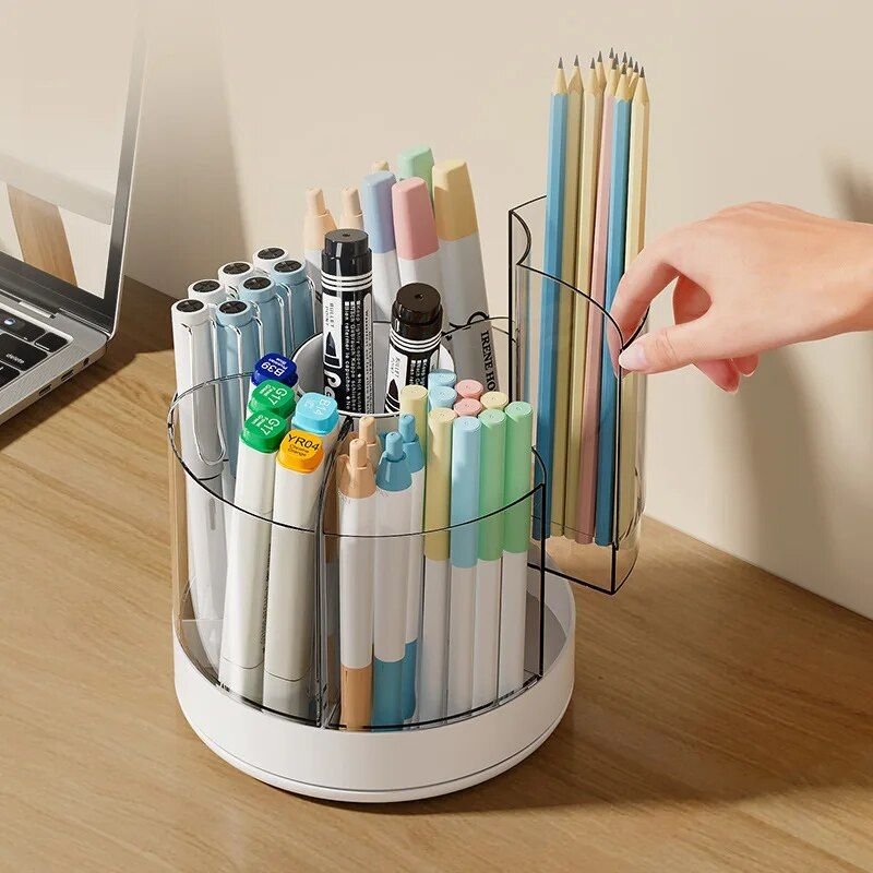 360° Rotating Multi-Compartment Desk Organizer