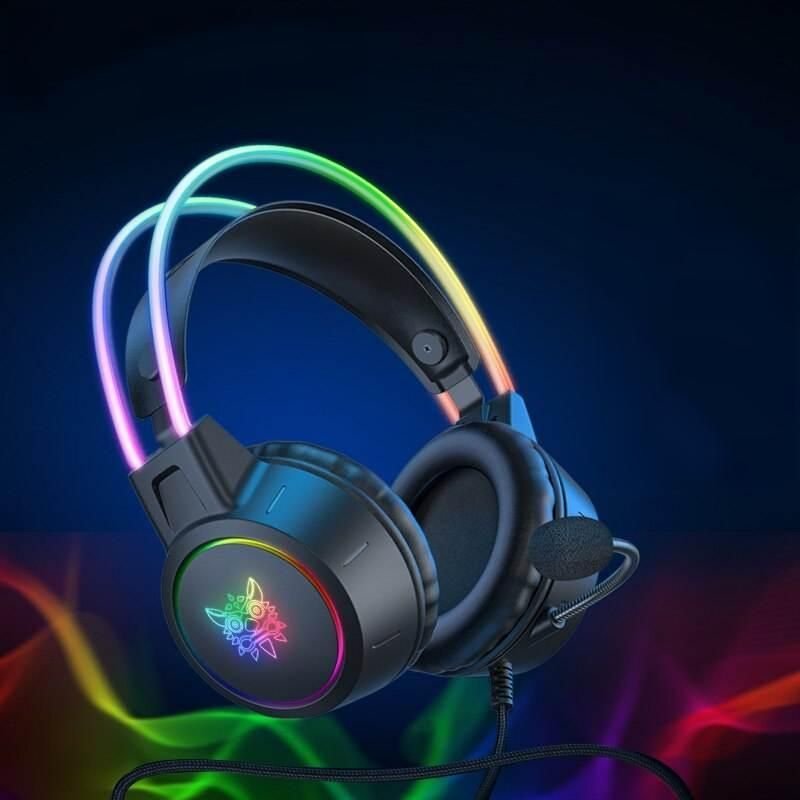 Over-Ear RGB Gaming Headset with Pink Cat Ears & Mic for PC & PS4