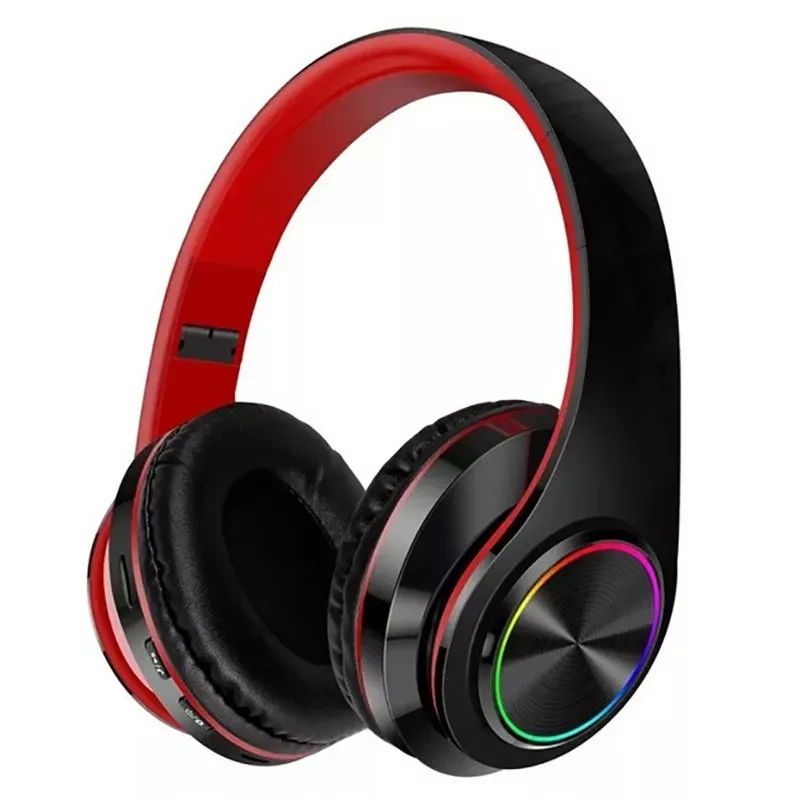 Wireless Bluetooth Headphones with Colorful Lights and Pluggable Card Game Feature