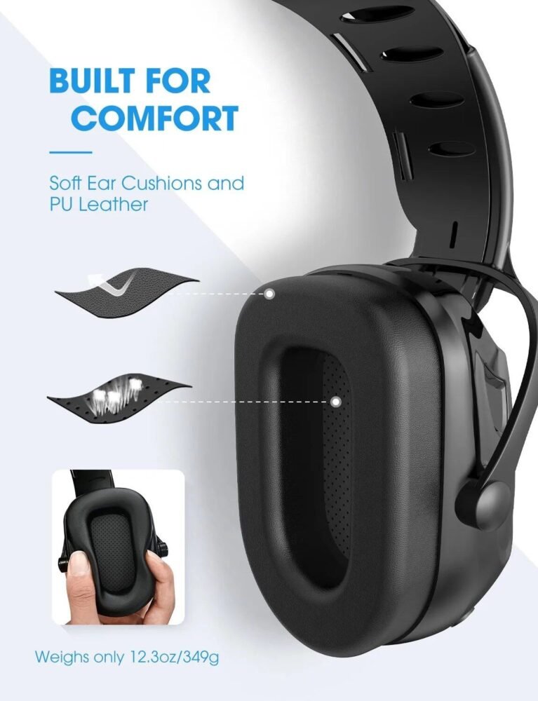 Bluetooth Noise-Canceling Safety Ear Muffs with Adjustable Hearing Protection