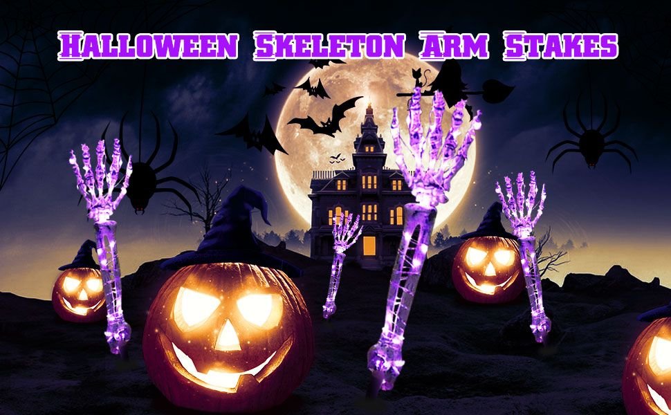 Glowing Skeleton Hand: Halloween Outdoor Garden and Graveyard Decor