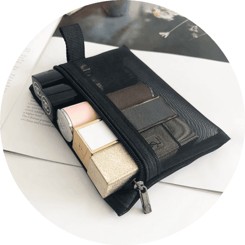 Black Mesh Cosmetic Bag