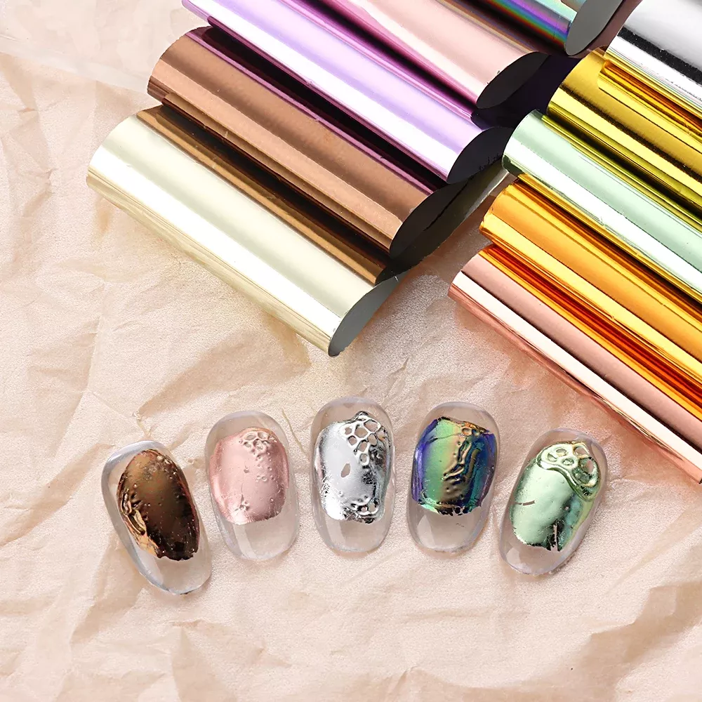 10-Piece Matte Metallic Nail Foil Set