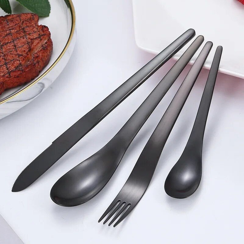 16-Piece Elegant Matte Gold Stainless Steel Cutlery Set