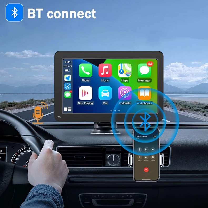 Universal 7-inch Touchscreen Car MP5 Player with Wireless Apple CarPlay & Android Auto