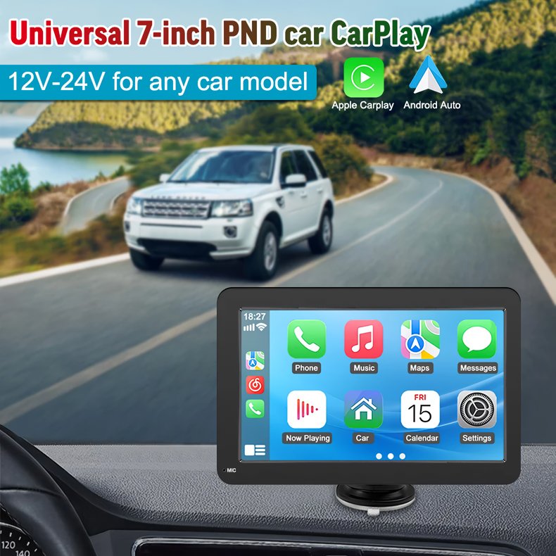 Universal 7-inch Touchscreen Car MP5 Player with Wireless Apple CarPlay & Android Auto